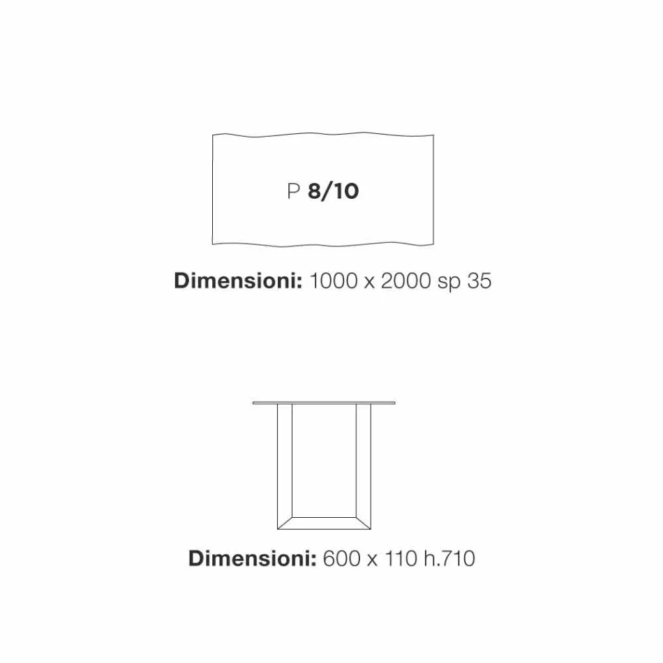 Masă de design modern, 100x200 cm, din lemn si metal Plant Viadurini