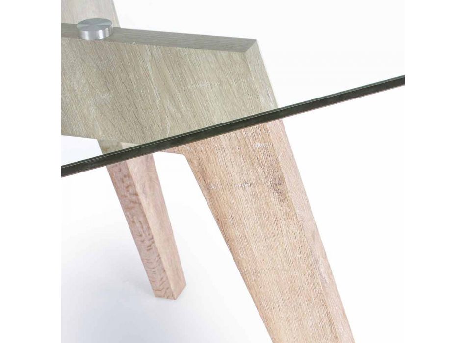 Masă de luat masa cu design modern Homemotion cu blat din sticlă - Piovra Viadurini