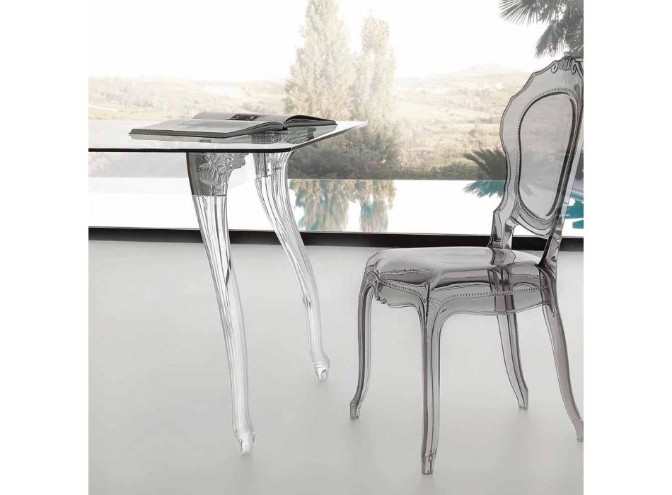 Masă de design modernă, cu blat din sticlă temperată Jinny Viadurini