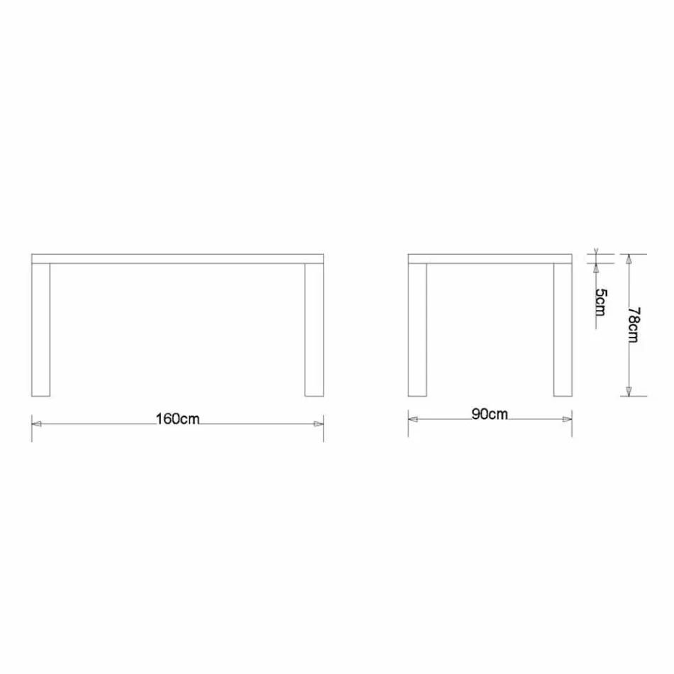 Design modern de masă din stejar solid, L160xP90cm, Loran Viadurini
