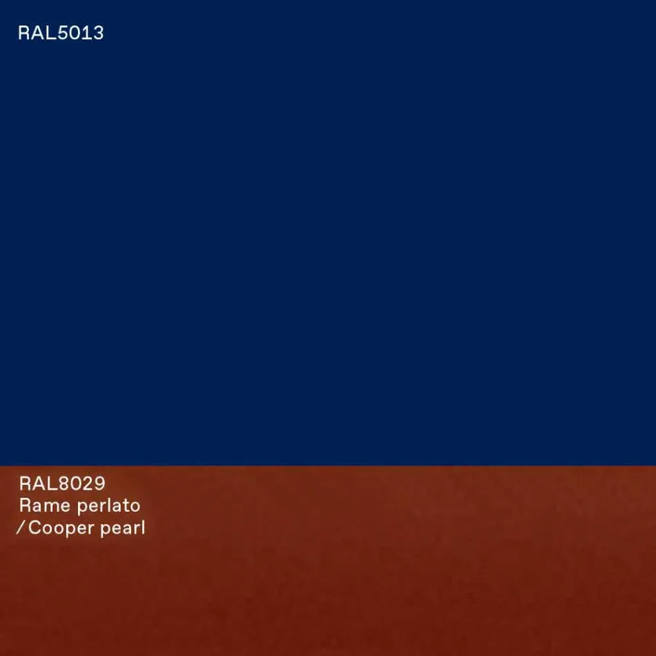 Masă ovală de design modern în MDF albastru și cupru Fabricat în Italia - Oku Viadurini