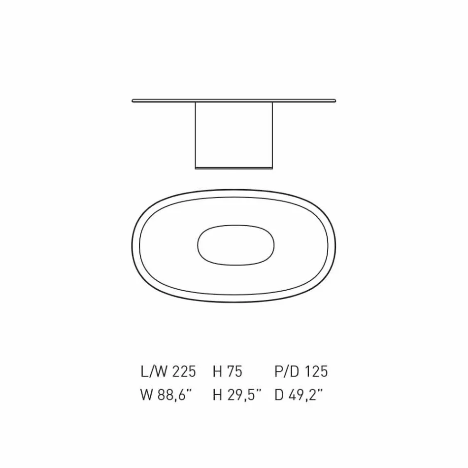 Masă ovală de design modern în MDF albastru și cupru Fabricat în Italia - Oku Viadurini