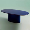 Masă de sufragerie cu design oval modern în MDF albastru și cupru Made in Italy - Oku