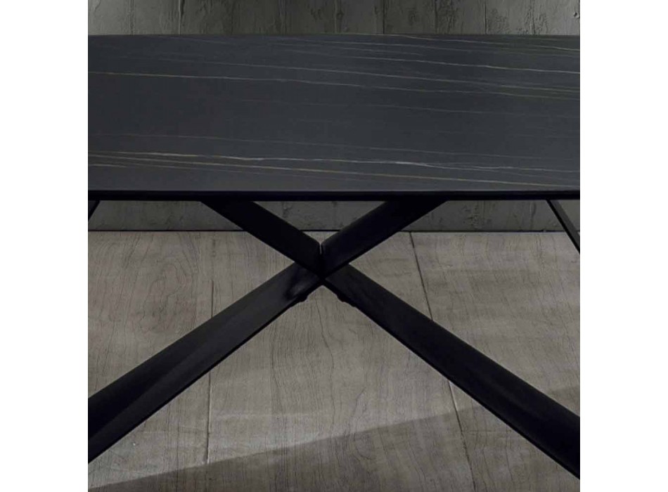Masă de masă design din ceramică Portoro Effect și metal mat - Falcon Viadurini
