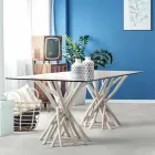 Masă de masă design din sticlă și Teak decolorat Homemotion - Franța Viadurini