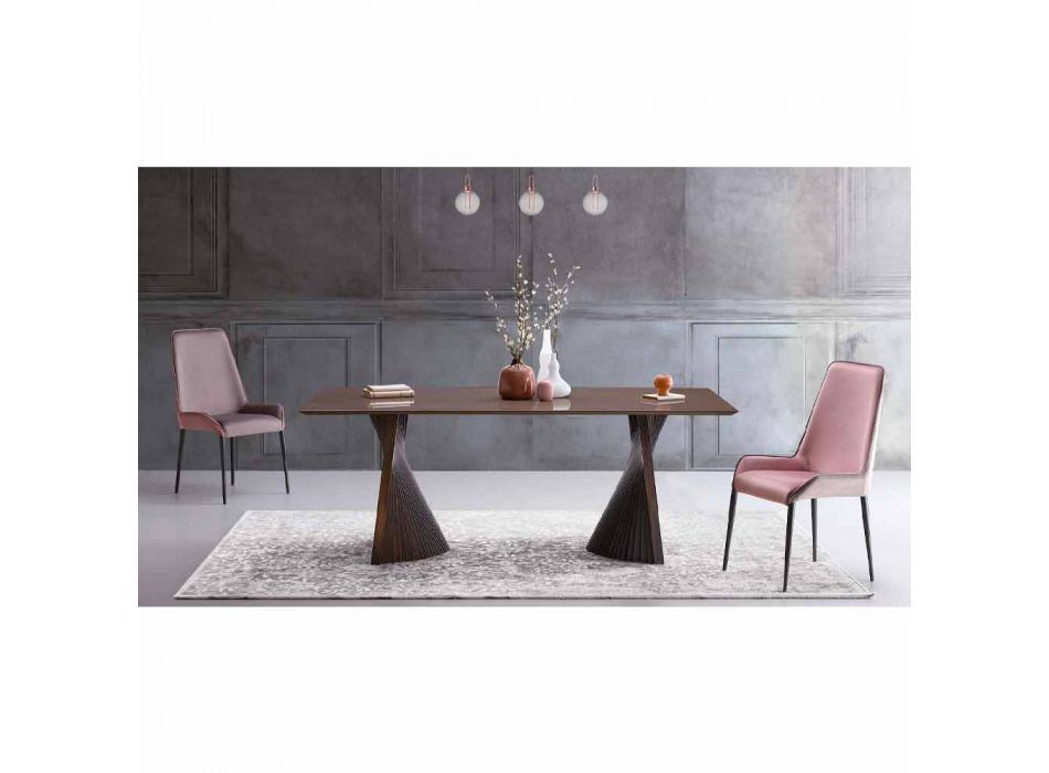 Masă de luat masa cu design modern în Gres și frasin Made in Italy - Charol Viadurini
