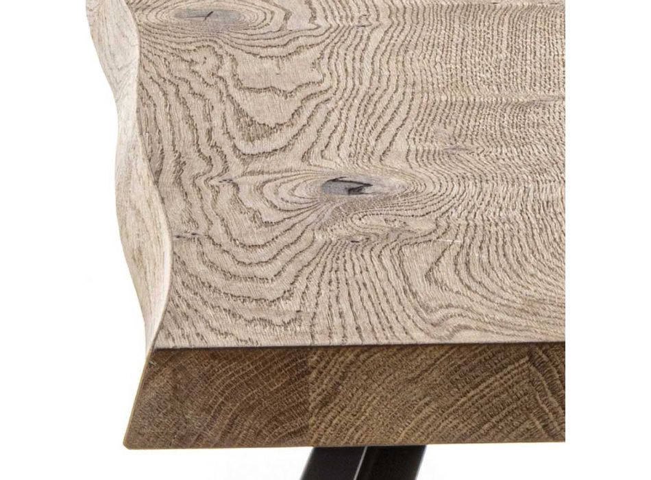 Masa de sufragerie fixa cu baza metalica si blat furniruit din stejar - Termoli Viadurini