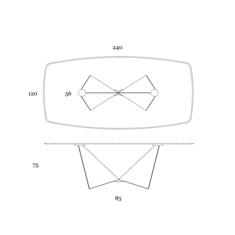 Masa de sufragerie din ceramica de 3 mm si baza metalica Made in Italy - Bujor Viadurini