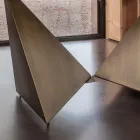 Masa de sufragerie din ceramica de 3 mm si baza metalica Made in Italy - Bujor Viadurini