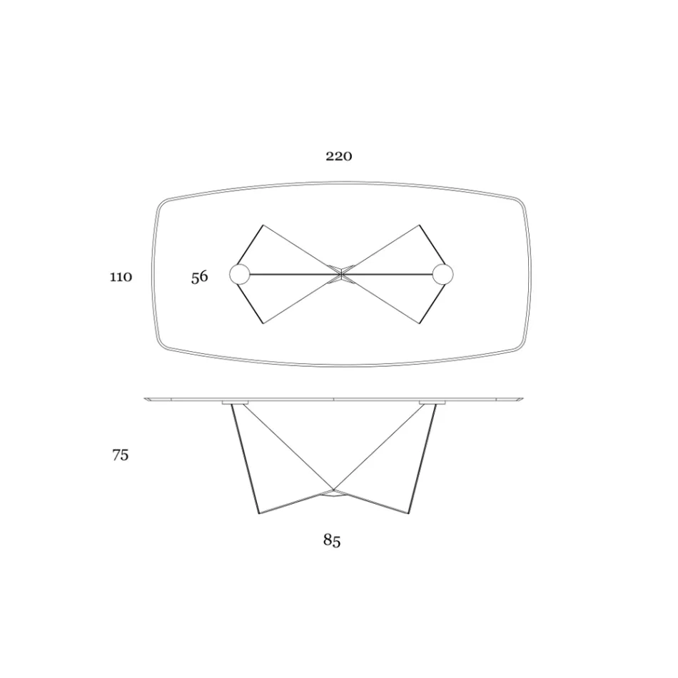 Masa de sufragerie din ceramica de 3 mm si baza metalica Made in Italy - Bujor Viadurini