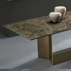 Emperador Masă de luat masa din ceramică și metal din bronz, fabricată în Italia - maro închis Viadurini