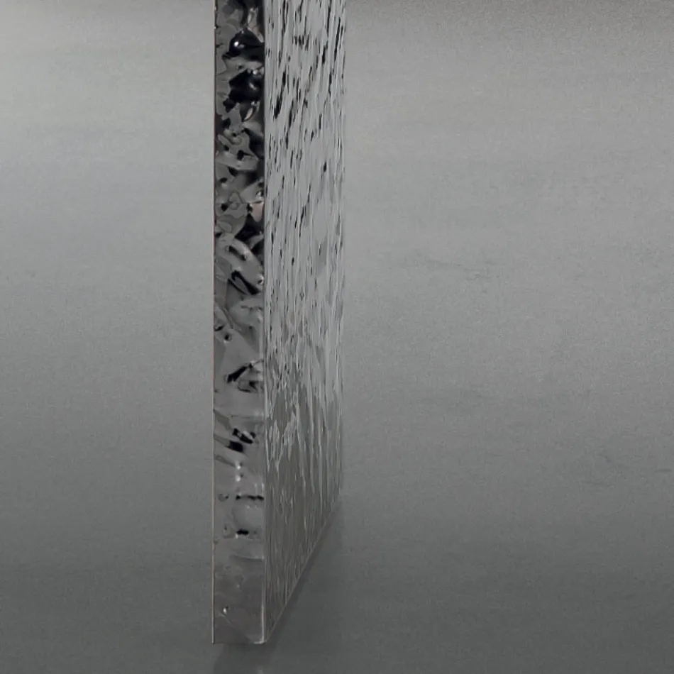 Masa de sufragerie din furnir si otel ciocanat Made in Italy - Strappo Viadurini