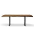 Masă de masă din lemn tivit și oțel ciocan fabricat în Italia - Strappo