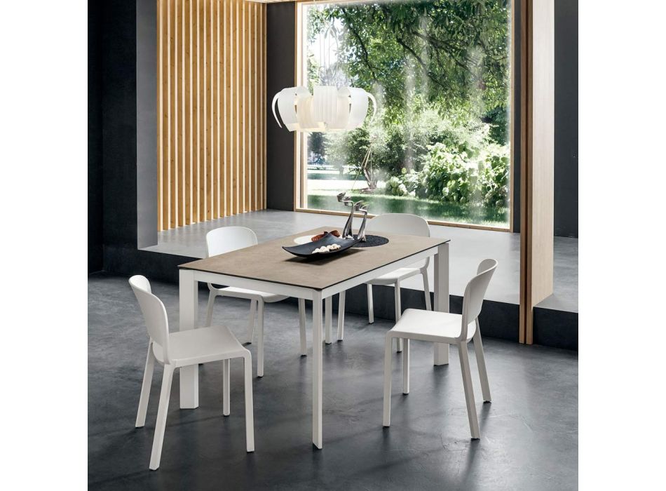 Masa de sufragerie din Laminam cu structura din aluminiu Made in Italy - Bavaria Viadurini
