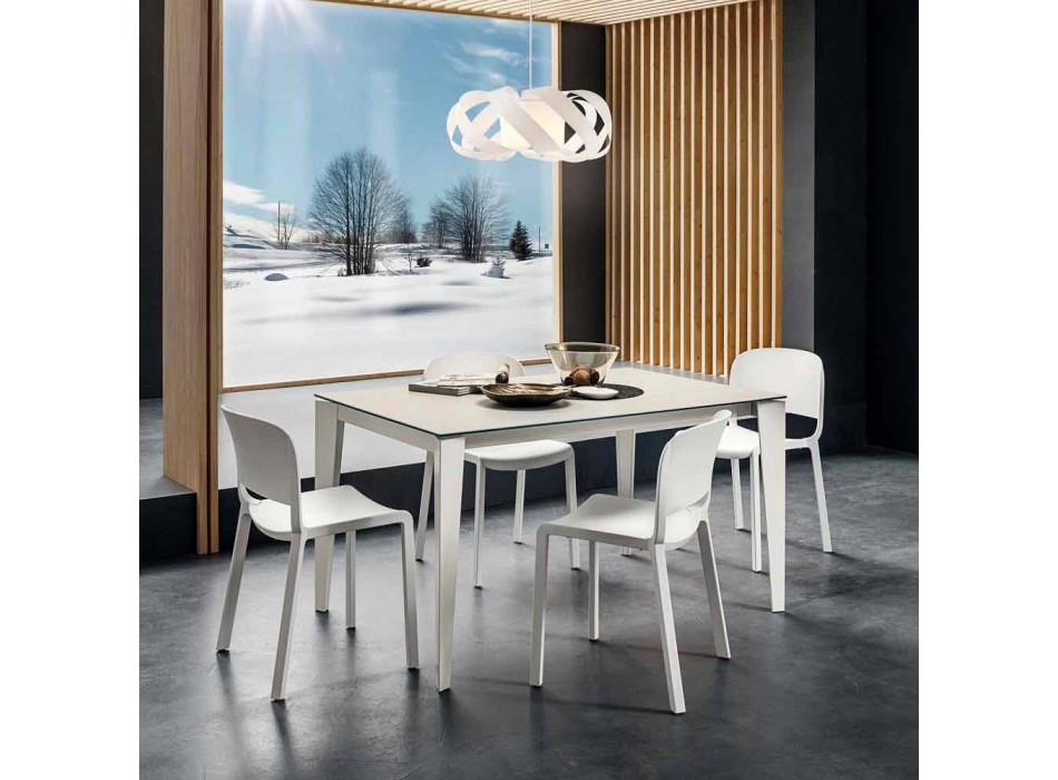 Masă de luat masa din Laminam și metal pictat Fabricat în Italia - Efisto Viadurini