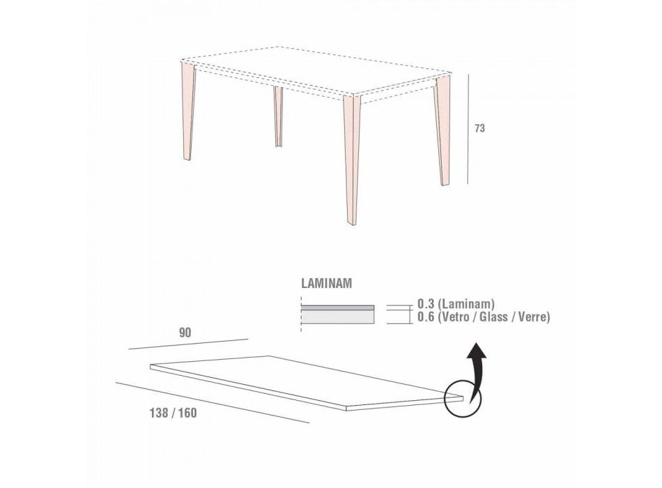 Masă de luat masa din Laminam și metal pictat Fabricat în Italia - Efisto Viadurini