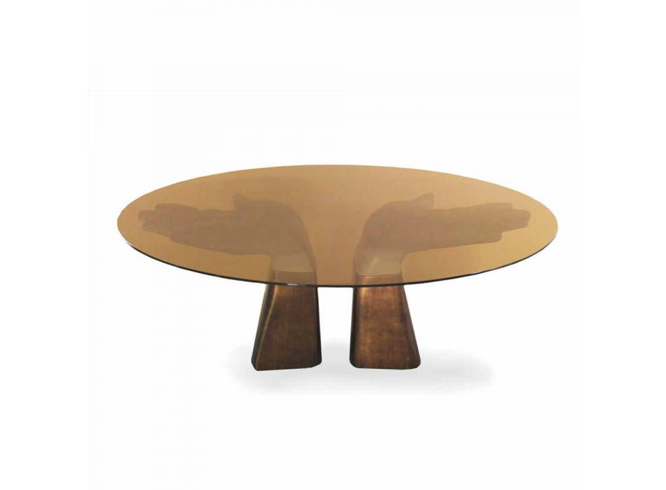 masă din lemn cu blat de sticla, realizate în Italia, Bartolo Viadurini