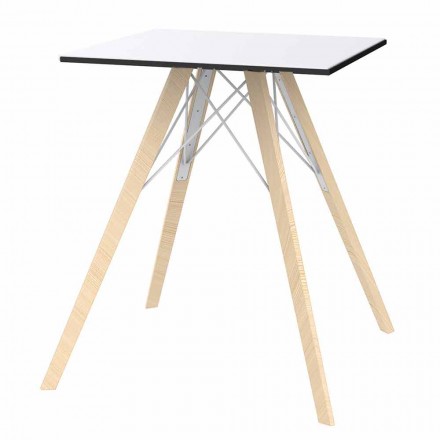 Masă de luat masa cu design pătrat din lemn și Hpl, 4 bucăți - Faz Wood de Vondom Viadurini