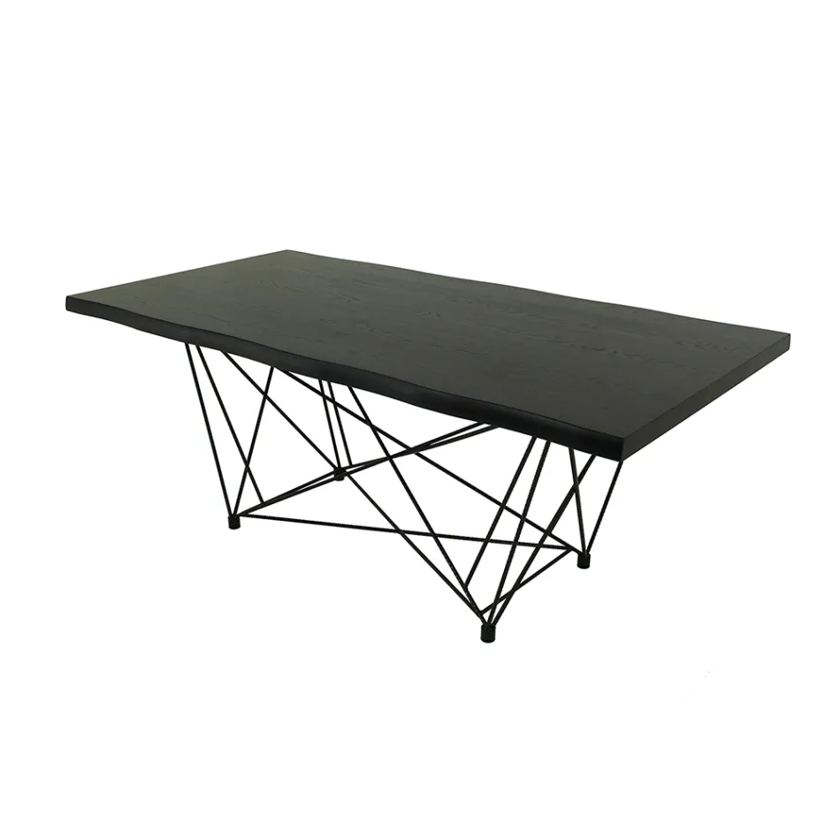 Masa de sufragerie din lemn furniruit si otel Made in Italy - Ezzellino Viadurini