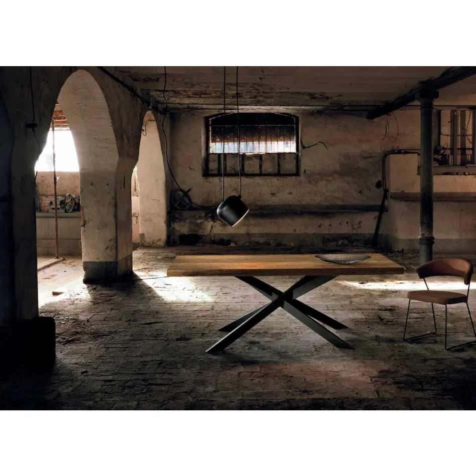 Masă modernă din lemn masiv din Italia Oncino Viadurini