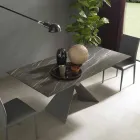 Masă de luat masa din metal și blat din ceramică Made in Italy Design - Anaconda Viadurini