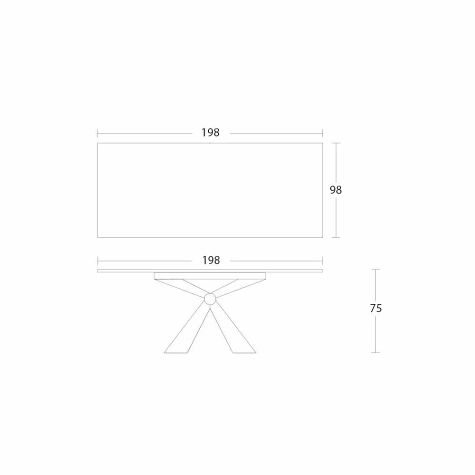Masă de luat masa din metal și blat din ceramică Made in Italy Design - Anaconda Viadurini