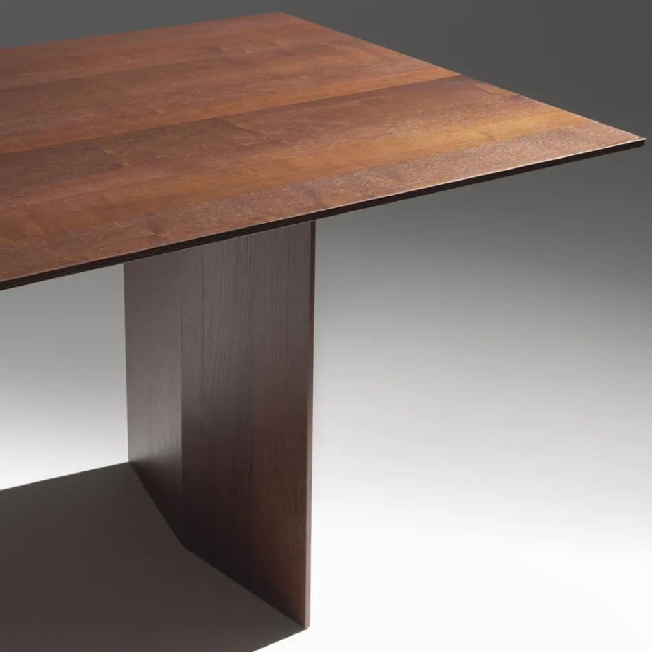 Masă de sufragerie din placaj furniruită cu frasin tratat termic - Acvariu Viadurini