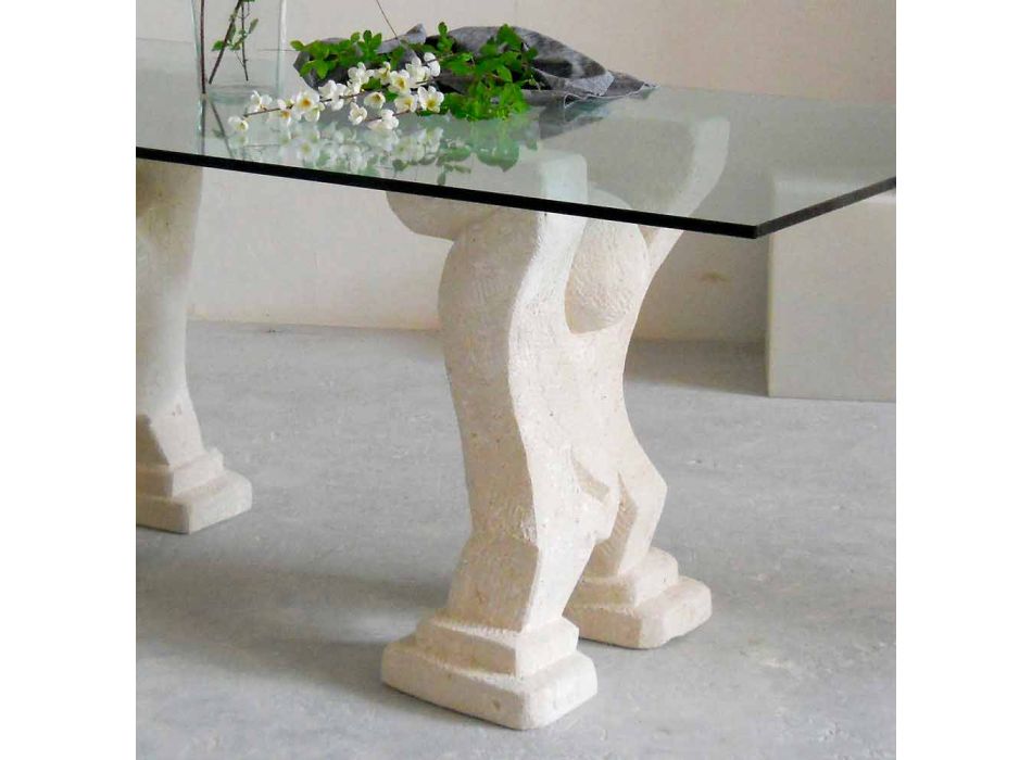 masă de piatră și de cristal design modern Medusa Viadurini