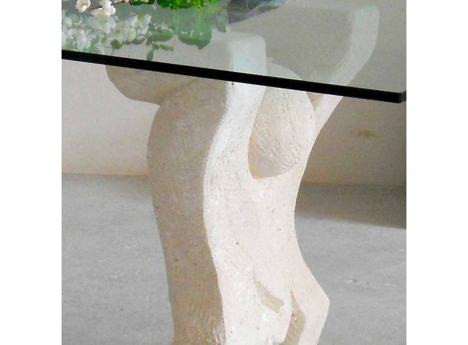 masă de piatră și de cristal design modern Medusa Viadurini