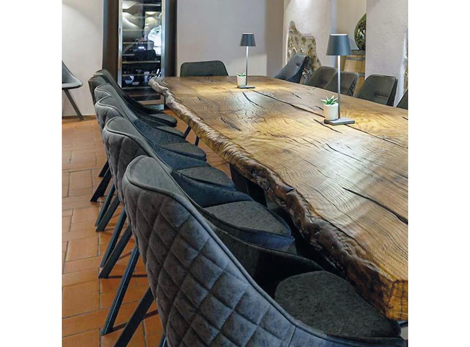 Masa de sufragerie din stejar secular si 14 scaune incluse Made in Italy - Dite, Piesa unica Viadurini