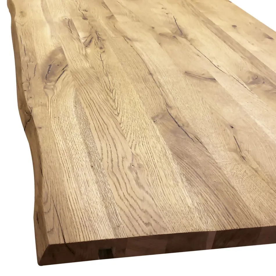 Masa de sufragerie din stejar placat Masellato si metal Made in Italy - Riad Viadurini