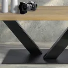 Masa de sufragerie din stejar placat Masellato si metal Made in Italy - Riad Viadurini