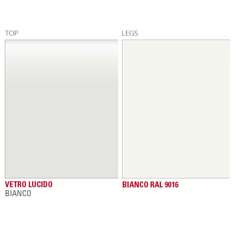 Masă de luat masa din sticlă albă și metal vopsit Fabricat în Italia - Broșă Viadurini