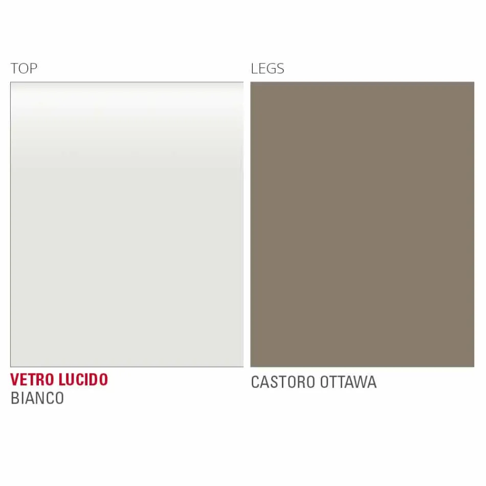 Masă de luat masa din sticlă albă și metal vopsit Fabricat în Italia - Broșă Viadurini