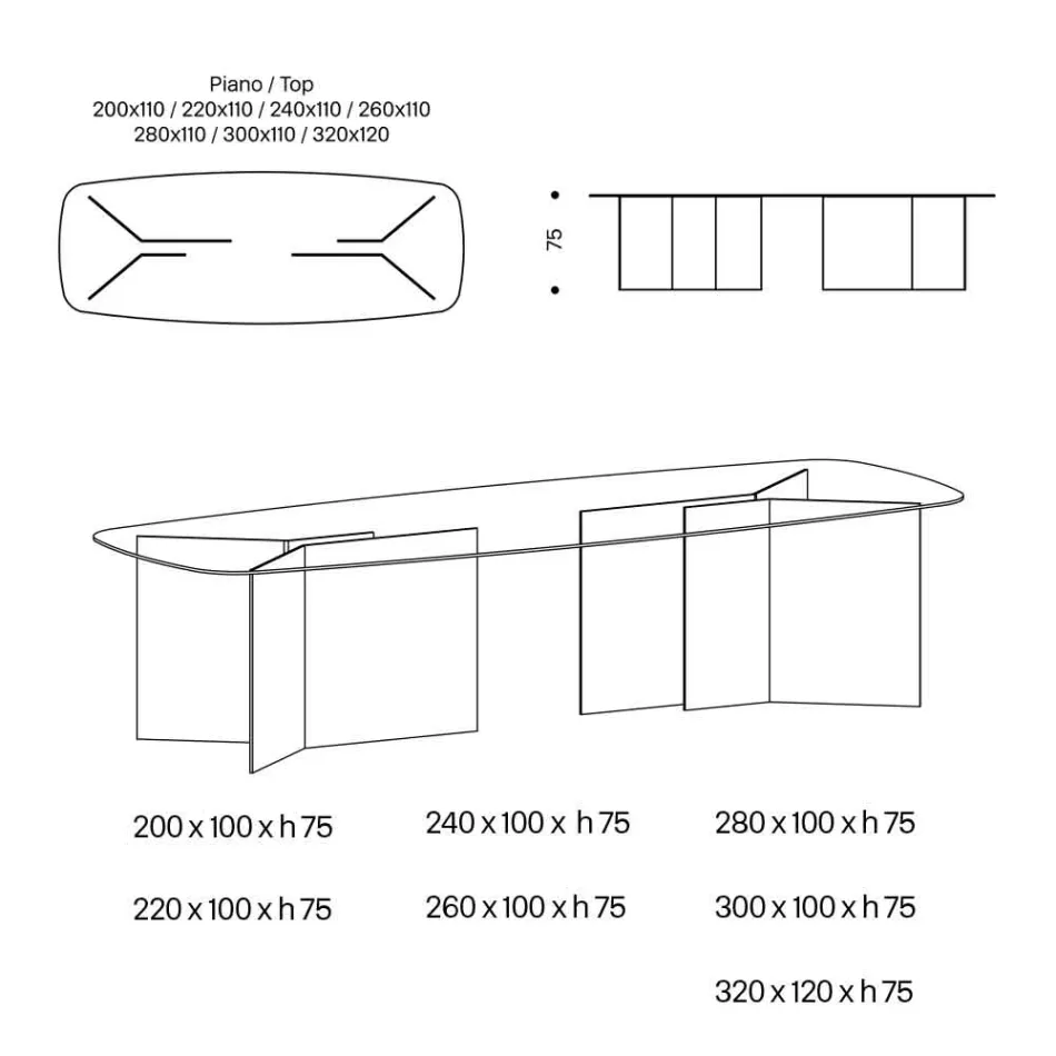 Masa de sufragerie din sticla cu blat dreptunghiular Made in Italy - Charles Viadurini
