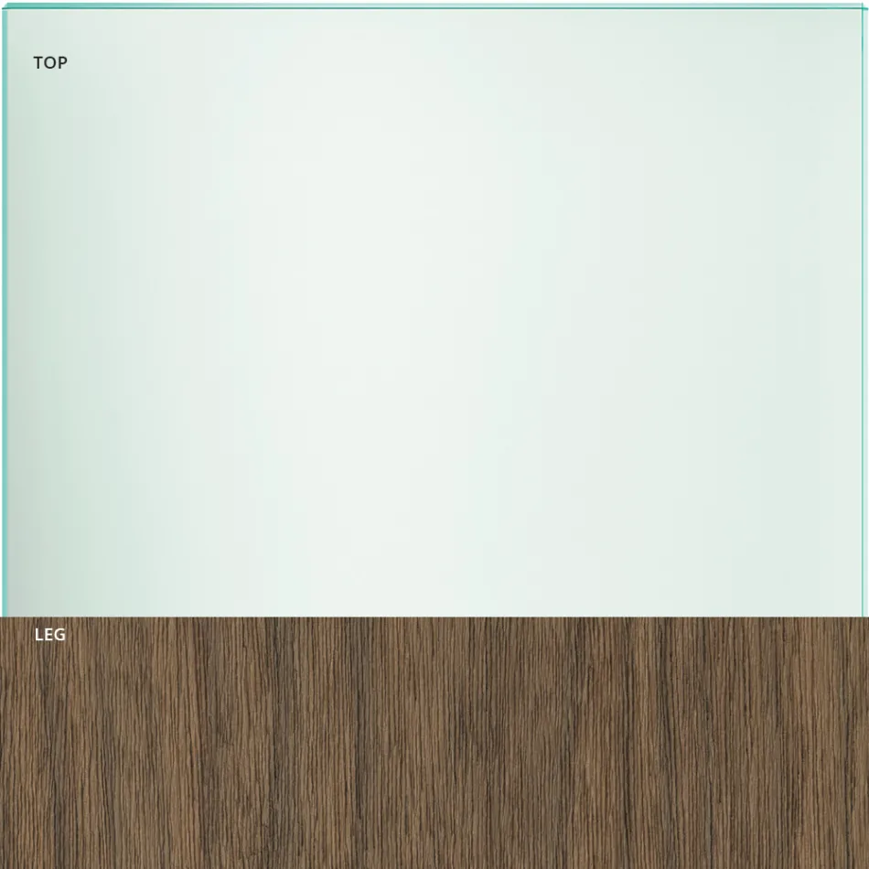 Masa din Sticla si Picioare Stejar sau Nuc Canaletto - Aschio Viadurini