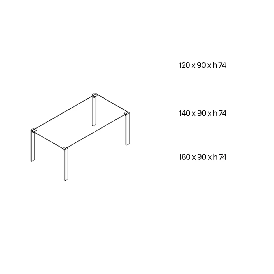 Masa din Sticla si Picioare Stejar sau Nuc Canaletto - Aschio Viadurini