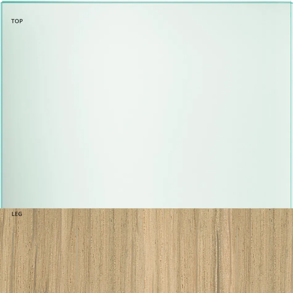 Masa din Sticla si Picioare Stejar sau Nuc Canaletto - Aschio Viadurini