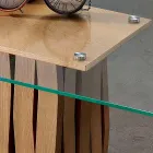 Masă de masă din sticlă și lemn masiv fabricată în Italia, Egisto Viadurini