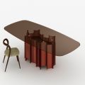 Masă de sufragerie modernă din sticlă și metal, fabricată în Italia - Duna