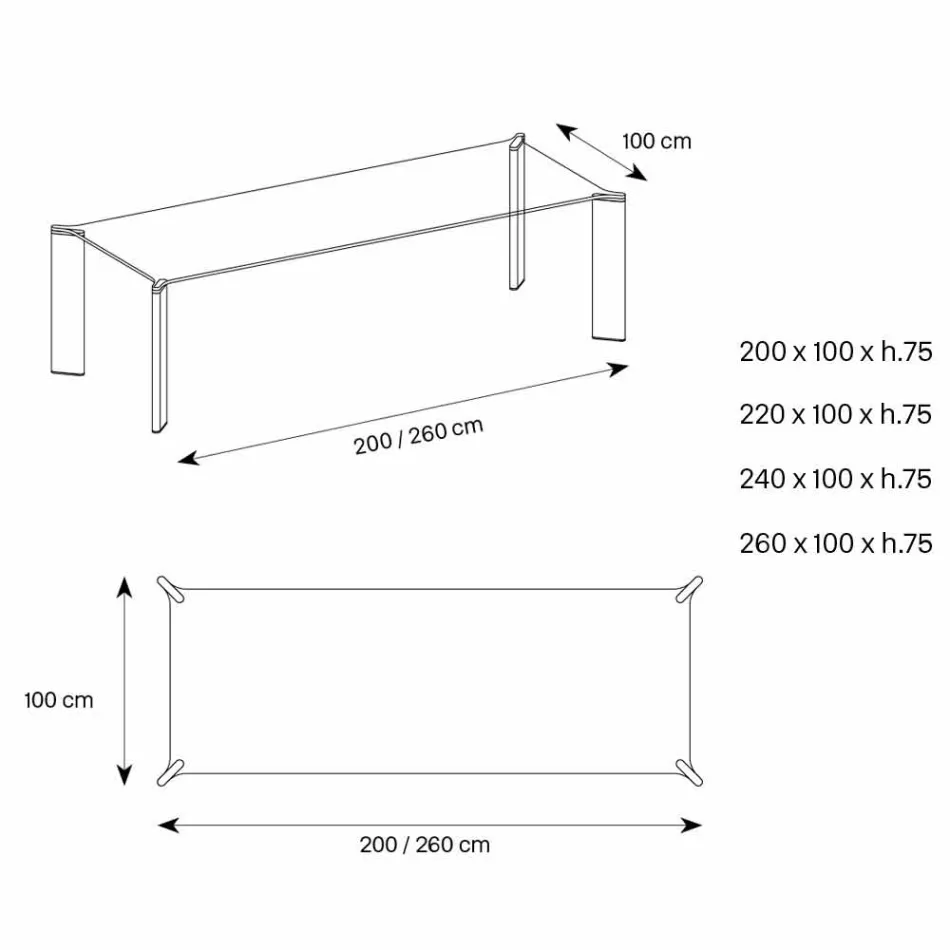 Masă de luat masa din sticlă extra-clară Design de lux 4 dimensiuni - Kuduro Viadurini