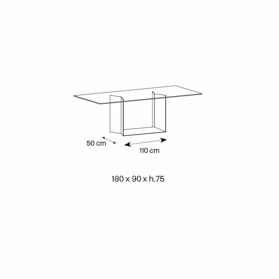 Masă de luat masa din sticlă afumată sau extralight și metal fabricat în Italia - maro închis Viadurini