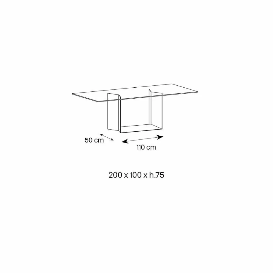 Masă de luat masa din sticlă afumată sau extralight și metal fabricat în Italia - maro închis Viadurini