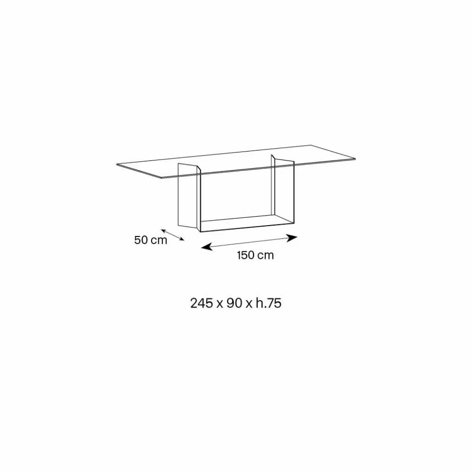 Masă de luat masa din sticlă afumată sau extralight și metal fabricat în Italia - maro închis Viadurini