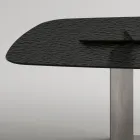 Masă de sufragerie design fabricată în Italia din sticlă fuzionată în bronz sau fumuriu - Moro Viadurini