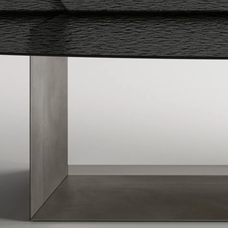 Masă de sufragerie design fabricată în Italia din sticlă fuzionată în bronz sau fumuriu - Moro Viadurini