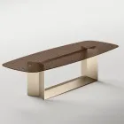 Masă de sufragerie design fabricată în Italia din sticlă fuzionată în bronz sau fumuriu - Moro Viadurini