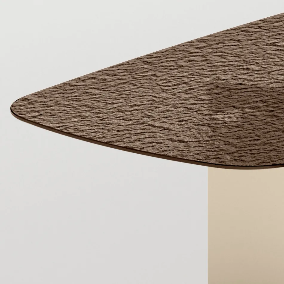 Masă de sufragerie design fabricată în Italia din sticlă fuzionată în bronz sau fumuriu - Moro Viadurini