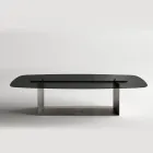 Masă de sufragerie design fabricată în Italia din sticlă fuzionată în bronz sau fumuriu - Moro Viadurini