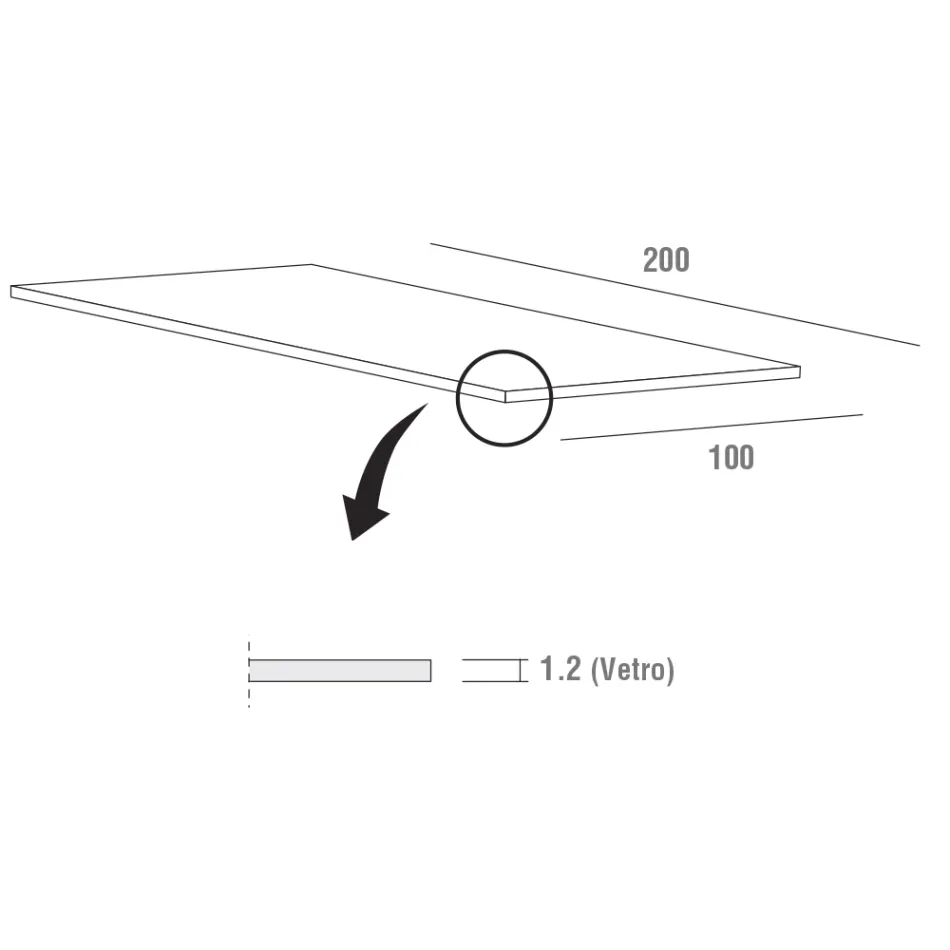 Masă de sufragerie de lux din sticlă temperată și metal, fabricată în Italia - Carlino Viadurini